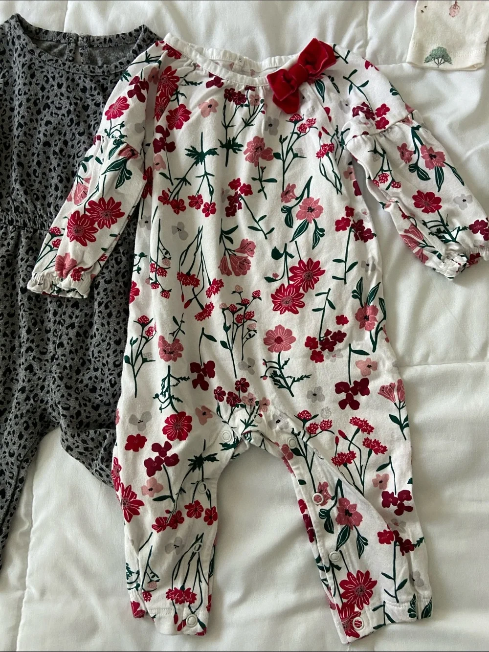 Baby Girls Mixed Romper & Outfit Bundle - Pink, Floral, Gray, Cream - Picture 4 of 7
